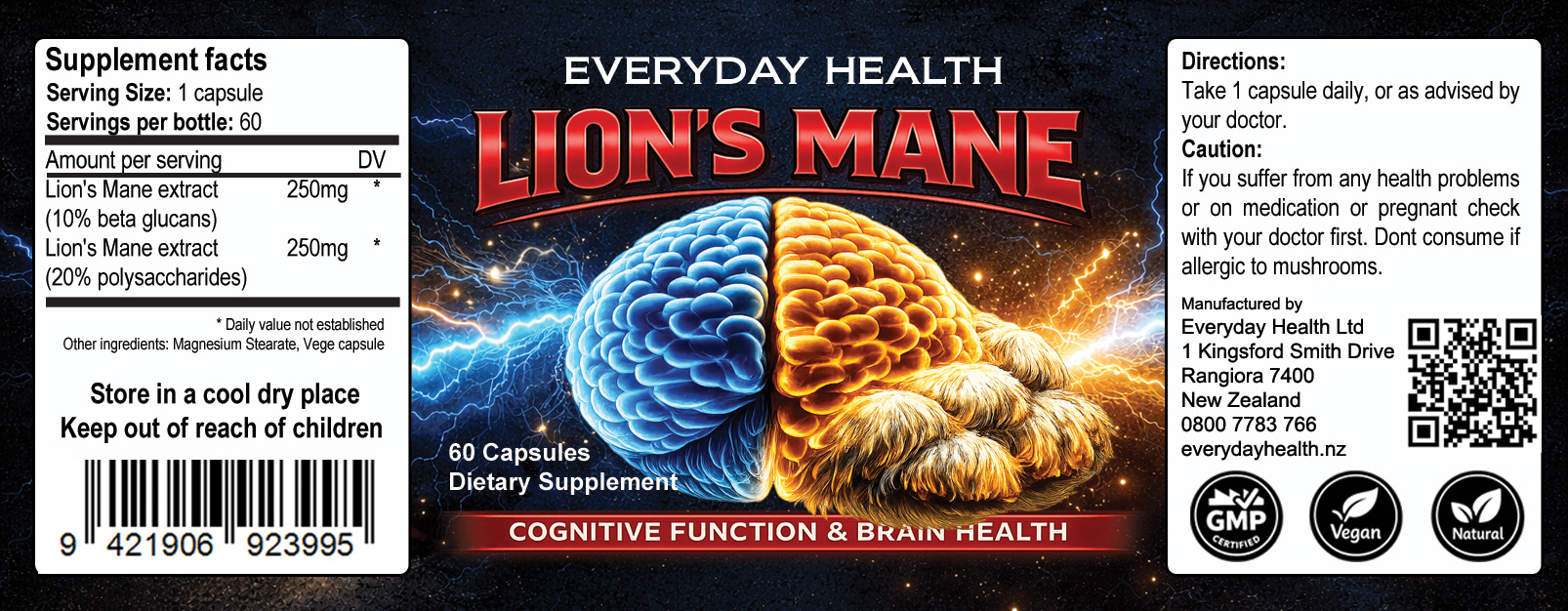 Lions Mane – 60 Capsules – Cognitive Support - Image 2