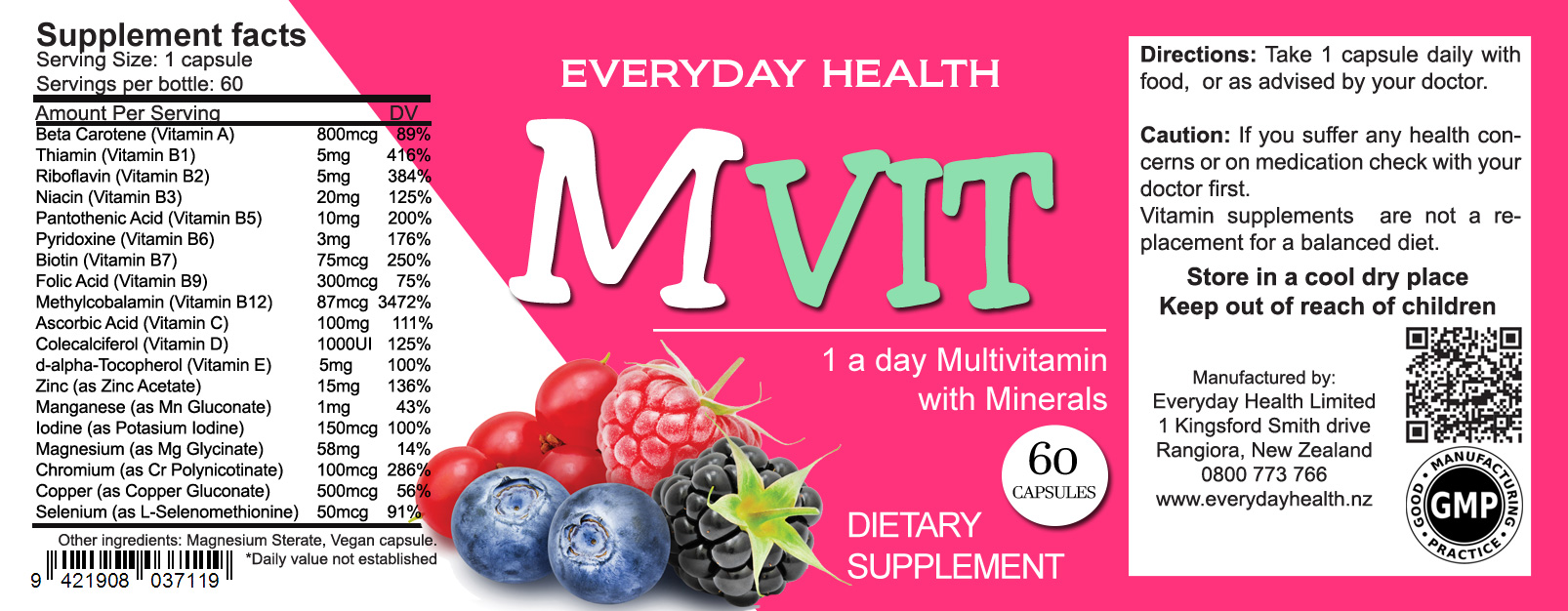 Mvit - 60 Capsules - Multivitamin and Minerals - Image 2