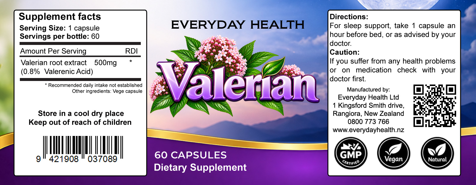 Valerian – 60 Capsules 500mg – Sleep Support - Image 2